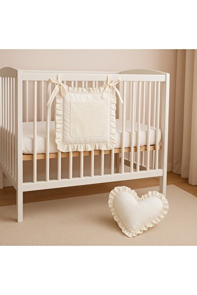 Jaju Baby Cream Color Crib Organizer Crib Side Organizer 45X45 Cm, Heart Pillow Jewelry Pillow