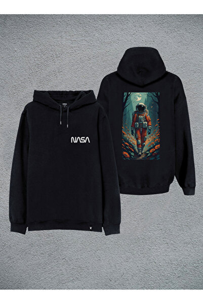 MODA هوديي أسود مطبوع عليه رائد فضاء من ناسا