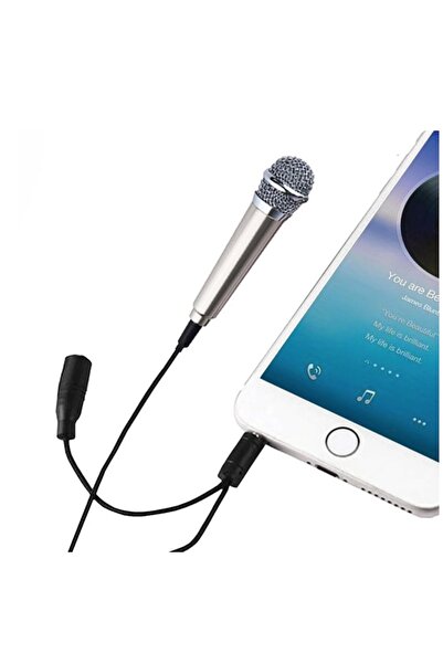 Bibilel Mini microphone for mobile, laptop or computer, karaoke, 3.5 mm jack, Silver, JMB-BBL4381