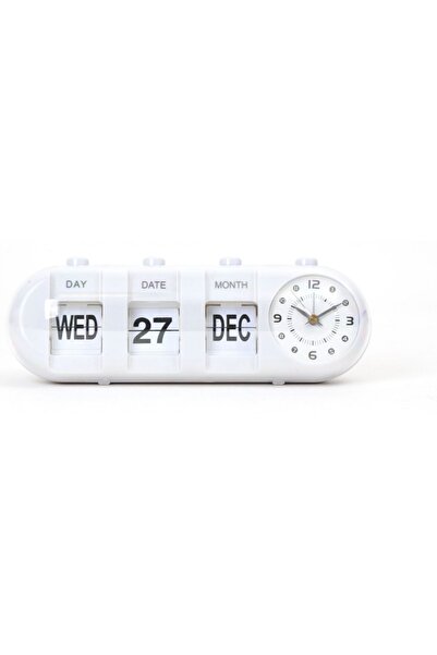 Platinet Clock with Calendar and Alarm, White, January (27x10x9 cm)