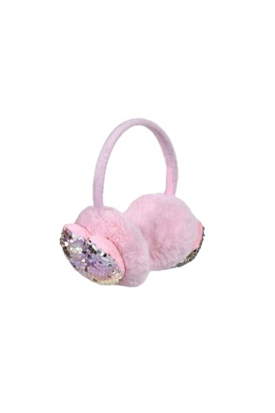 Bibilel Kids Casti protectie urechi pentru fetite impotriva frigului si a vantului, 6-8 ani, inimioare 3D si paie