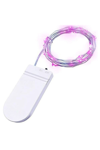 Flippy Instalatie Craciun, 3 metri, 30 LED-uri, Roz, cu baterii, fir cupru, l...