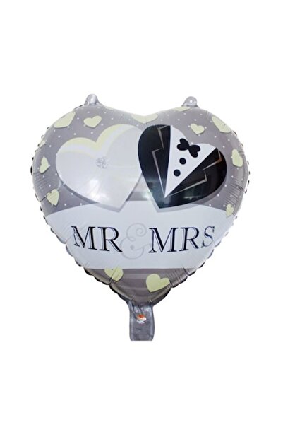 M Deco Wedding balloon shaped like a heart Mr & Mrs, 34x38 cm,