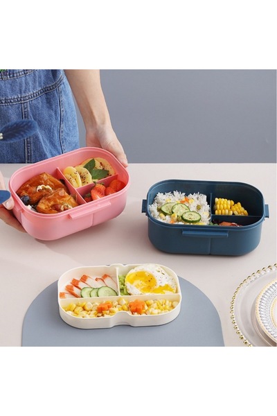 OEM Lunchbox with utensils, 1.2 l, 14 x 21 cm, plastic, handle, pink