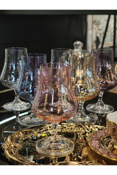 P&ORA PREMIUM KITCHEN PRODUCTS KRİSTAL 6 RENK KAHVE YANİ SU BARDAGİ NEW 220 CC