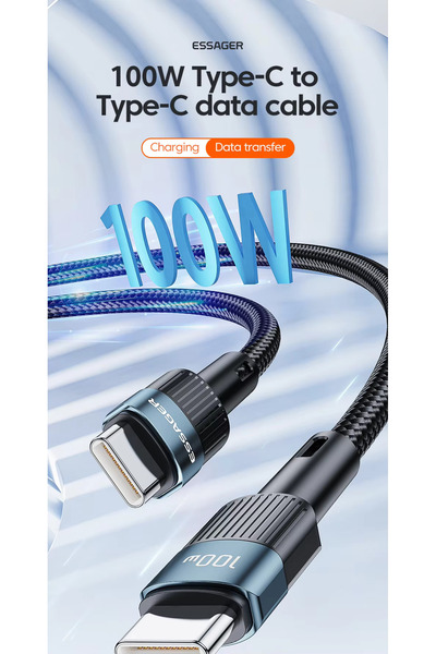 essager كابل شحن سريع 100 واط من النوع C USB C PD لأجهزة Macbook وSamsung وXi...