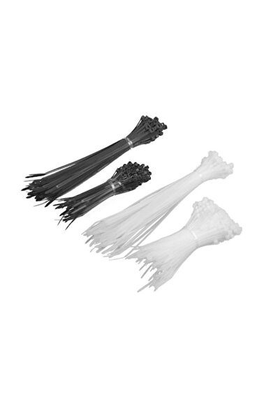 Bibilel Set 400 bride de cablu din plastic pentru organizarea cablurilor, 2,5 mm x 100 mm și 3,5 mm x 200 mm, albe și negre