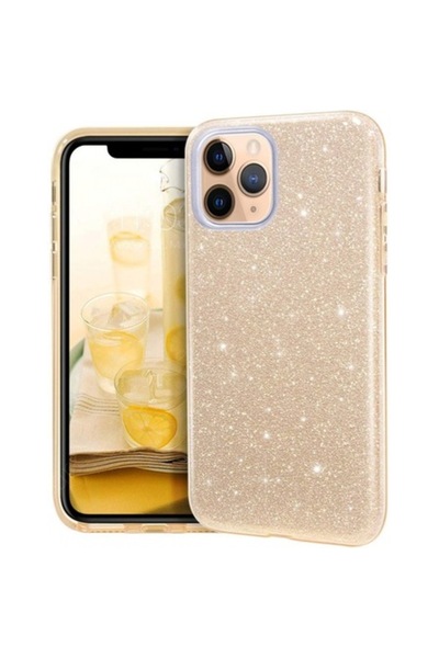 Bibilel Husa de protectie pentru iPhone 13 Pro Max, material TPU, Gold Glitter