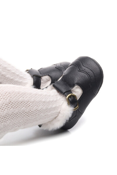 Superbaby Black fur-lined shoes for girls - Lilly