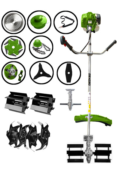 Dragro Profesyonel 9 Parça 2 Zamanlı Yan Tipi Benzinli Motorlu Tırpan Ot Çim ...