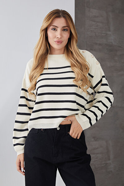 DPARİS Button Detailed Striped Knitwear Sweater