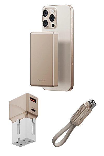 Energea X Bazic 25W Adaptör AluPac 10.000 mAh Powerbank ve AluCable 15 CM 60W USB to Lightning Seyah