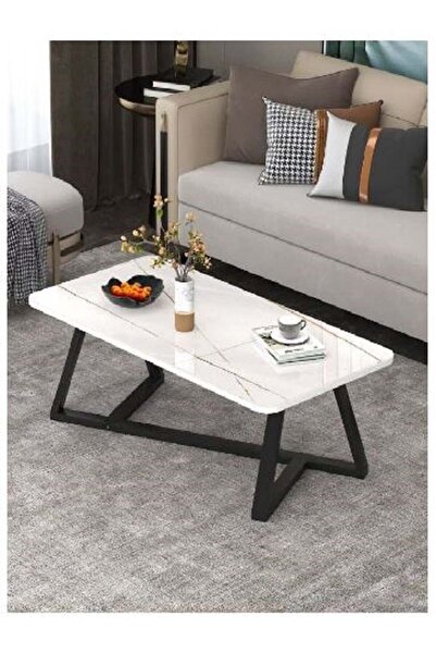 AGD Rectangular Coffee Table with Steel Frame Legs and Stylish Large Desktop
