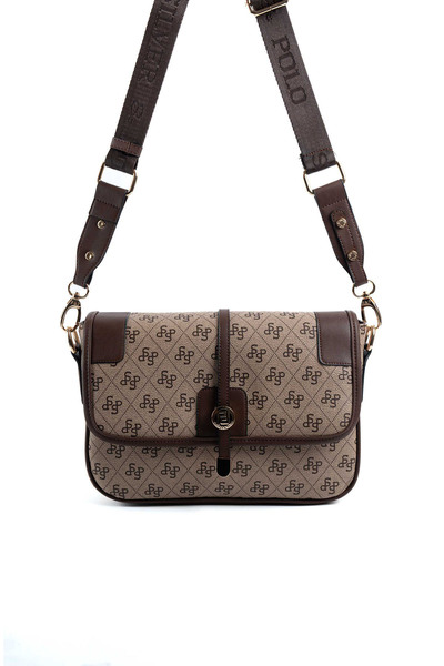 Silver Polo Dark Beige - Brown Sp1182 Women's Crossbody Bag