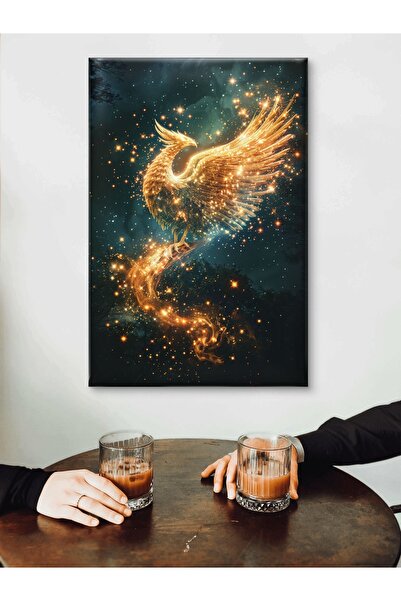 ESLEM ALTIN PARILTILI ANKA BASKI KANVAS TABLO