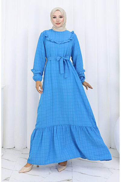 sefamerve Ruffled Belted Dress 2159-06 Petrol