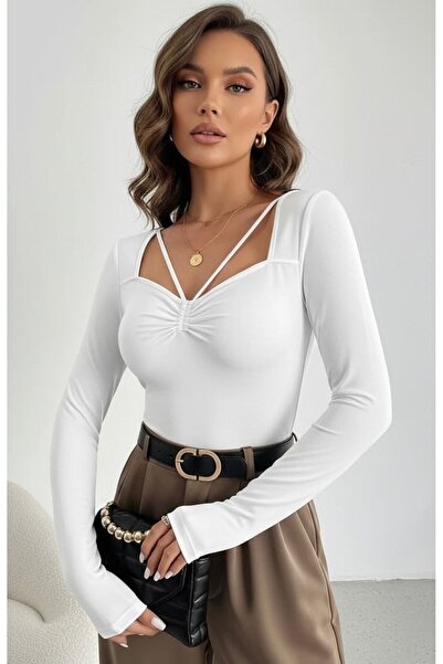 ns nirvana secret Γυναικεία μπλούζα με μακριά μανίκια λεπτομέρεια με σούρες