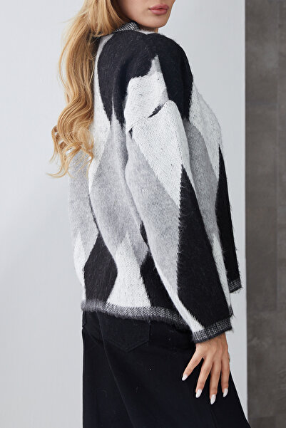 DPARİS Baklava Patterned Gold Buttoned Knit Cardigan