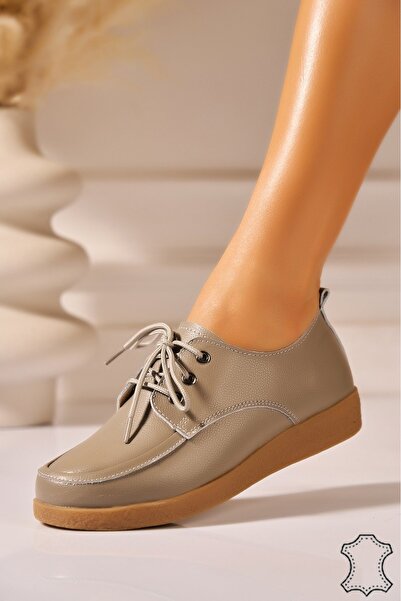 Joana Adelyn Women's Grey Leather Moccasins 3CM Sole