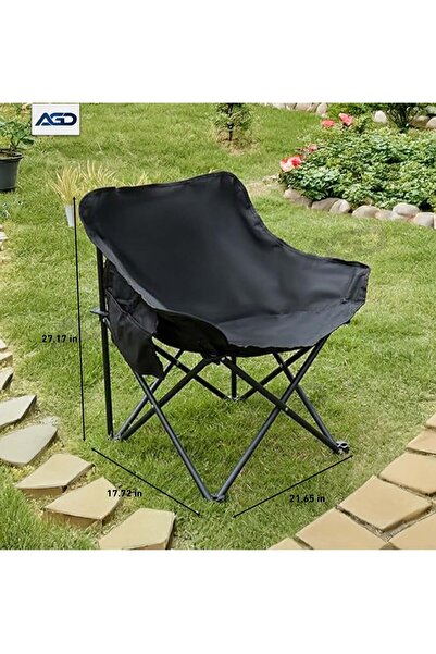 AGD Folding Chair Suitable for Camping, Beach, Fishing, Picnics, Oxford Fabric with Side Storage Poc