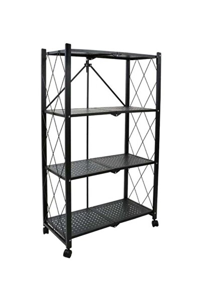 TheMohrim رف تخزين قابل للطي معدني أسود 126x71x35 سم