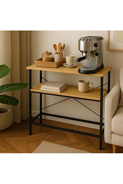 AGD Corner coffee table for living room, bedroom, entryway, two-tier side tab...