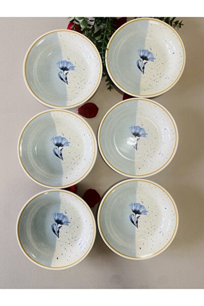 VENÜS HOME DECORATION Mavi Gelincik 6 Adet Yemek Tabağı