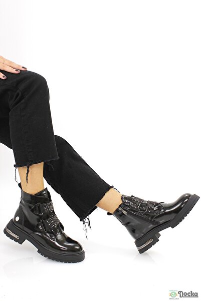 Mammamia Kadın Bağcıksız Hakiki Deri Ortopedik Düz Taban Spor Tarz Bot M26/KB...