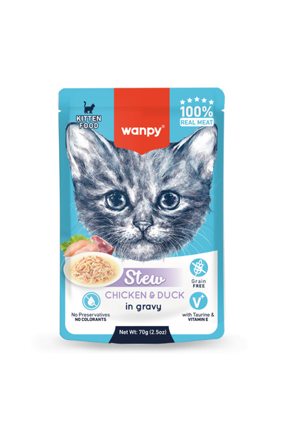Wanpy Yavru kedi Yaş maması 4 Adet Tavuk&Ördek - Somon&Ton Balıklı