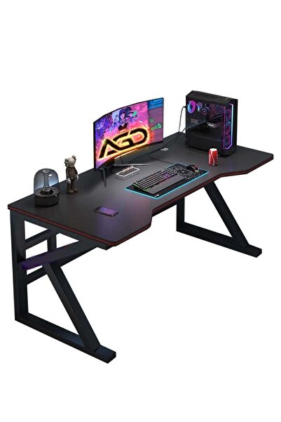 AGD K-Shape Gaming Desk Computer Table Fixed Computer Study Desk for Electronic Games 120cm - Black