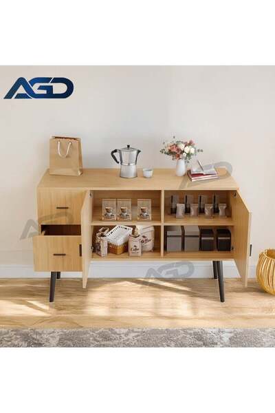 AGD خزانة بوفيه قهوة مع درجين وبابين، مساحة تخزين كبيرة، للمطبخ وغرفة المعيشة،