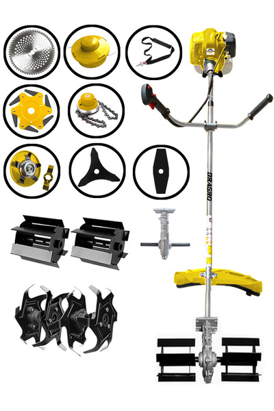 Dragro Profesyonel 9 Parça 2 Zamanlı Yan Tipi Benzinli Motorlu Tırpan Ot Çim ...