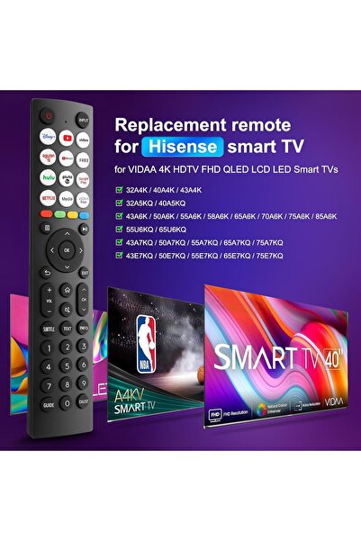 Generic Hisense TV Remote Control Replacement, Universal Remote EN2Q36H for All Hisense VIDAA Smart TVs