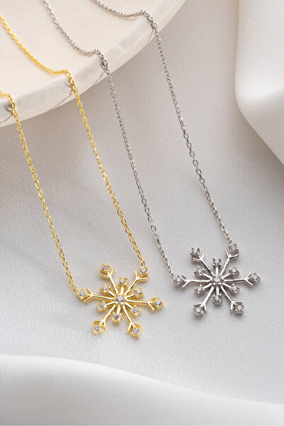 Two Arts Jewelry 925 Ayar Gümüş Kar Tanesi Zirkon Taşlı Kolye – Zirkon Taşlı – Kadın
