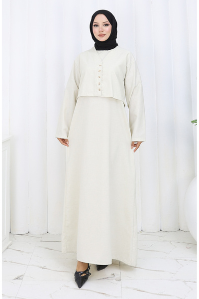 sefamerve Σετ Μπουφάν και Ζιλέ 2155-03 Μπεζ