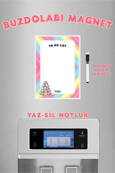 The Grade Yaz Sil Makaron To Do List Buzdolabı Magnetli Notluk Manyetik Notlu...