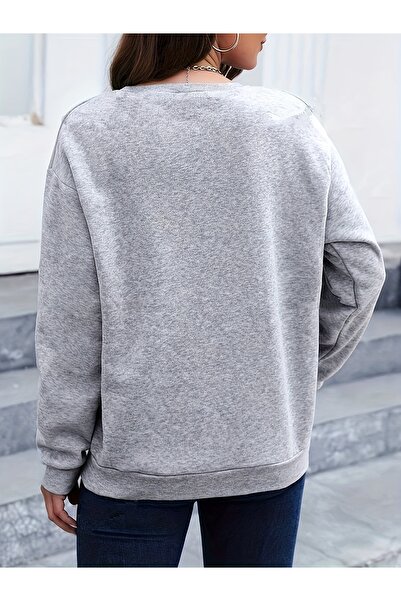 uyguntarz Unisex Active Printed Oversize Crew Neck Sweatshirt