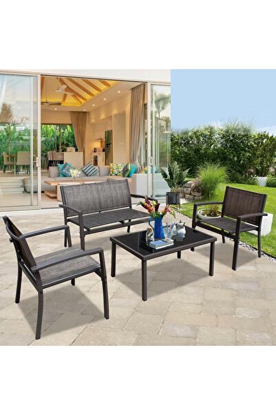 Sunfun Ceres Bahçe Balkon Teras Oturma Grubu Masa + 2 Tekli + 1 İkili