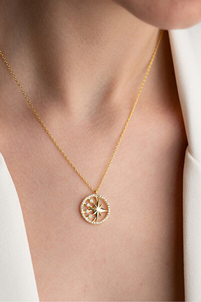 Two Arts Jewelry 925 Ayar Gümüş Kuzey Yıldızı Zirkon Taşlı Kolye – Zirkon Taşlı – Kadın