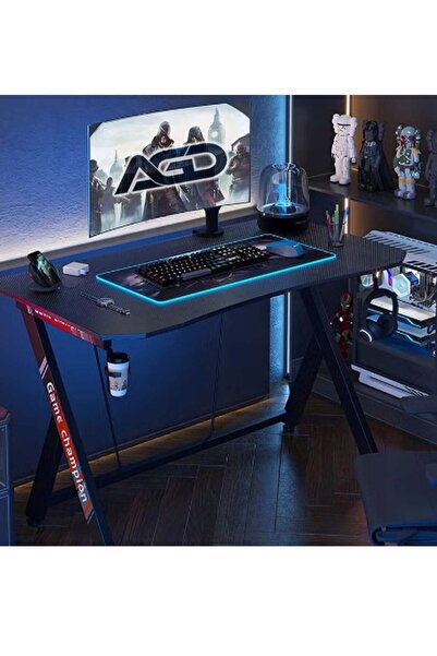 AGD مكتب ألعاب على شكل حرف Y، مكتب كمبيوتر، محطة عمل كمبيوتر، مكتب منزلي مع سطح من ألياف الكربون