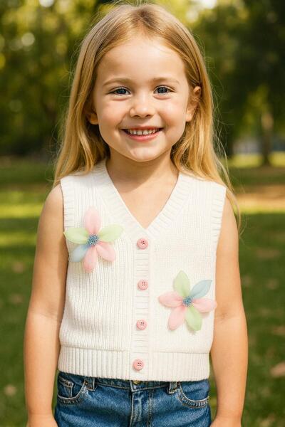 meriç bebe - bütün çocuklar melektir. mrc Vestă tricotată cu flori pentru fetiță - 1-5 ani