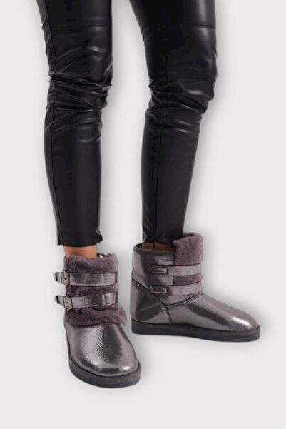 Liger Γυναικείες μπότες με διπλή ζώνη με επένδυση από γούνα PLATINUM