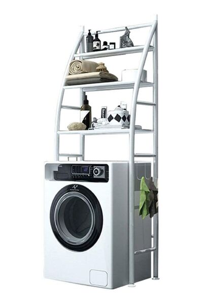 AGD رف غسيل ملابس بثلاث طبقات للحمام باللون الأبيض
