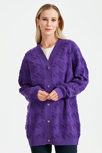 Tığ Triko Kazayakları Havlu Örgülü Triko Hırka MOR