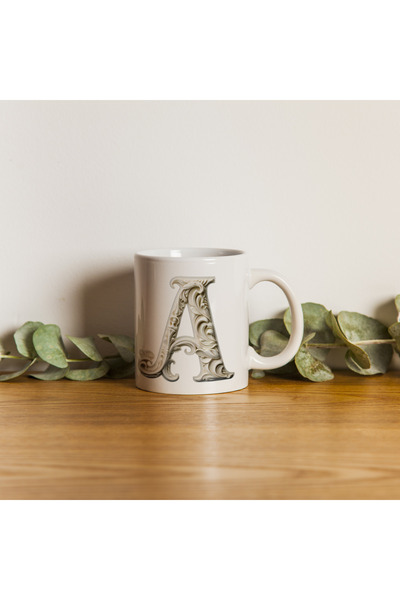 Kupa كوب حرف A، مونوغرام 330 مل – تصميم باروكي منحوت