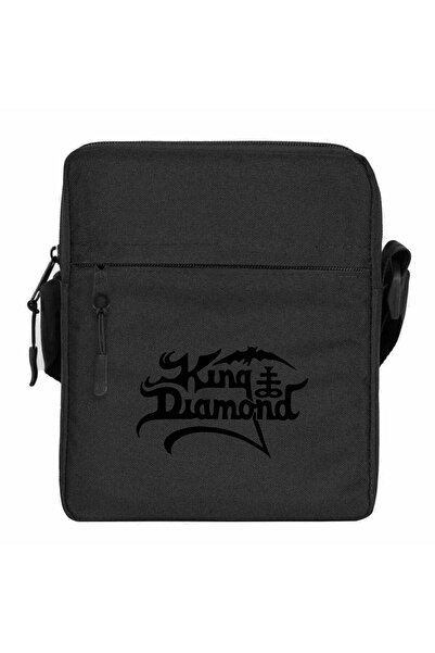WAKHA حقيبة كتف بشعار كينج دايموند لون أسود