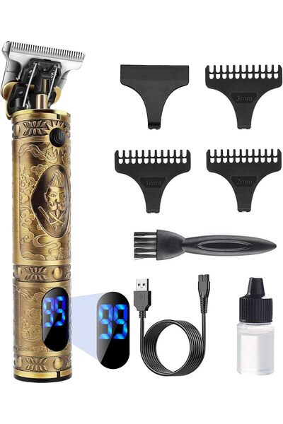 Tim Trimmer profesional pentru bărbați, LCD, 180 min autonomie, motor 10W, design auriu