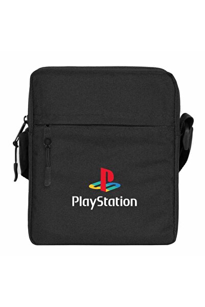 WAKHA حقيبة كتف بيضاء بشعار بلايستيشن لون أسود