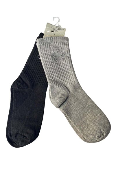 ww waka waka kids store Unisex Children's Colorful Teddy Bear Patterned 2-Piece Socks Set – Comfortable and Stylish for Everyday Use