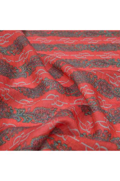 ipekevi Monogram Patterned Tensl Shawl 02891-Burgundy Gray